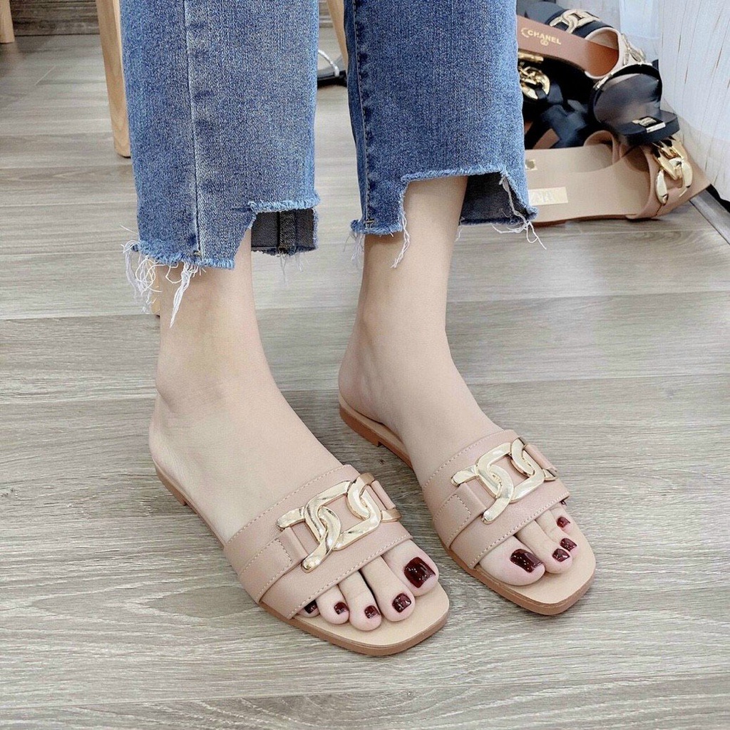 Giày dép quay ngang thuê họa tiết đế vàng xịn