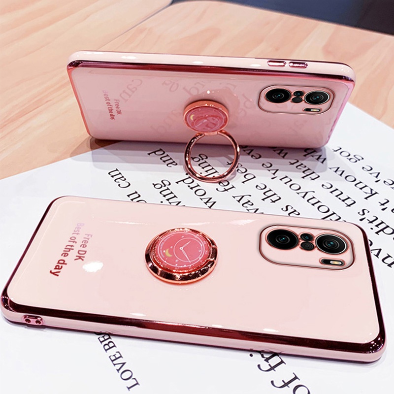 Ốp điện thoại silicon dẻo mạ màu kèm giá đỡ cho Redmi 9A Note 10 5G 10S 9S 9 8 Pro 4G 9T 9A 8T 11 11S Mi 11T 11 Lite