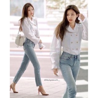 Set áo sơmi tiểu thư trắng giống Jennie BLACKPINK