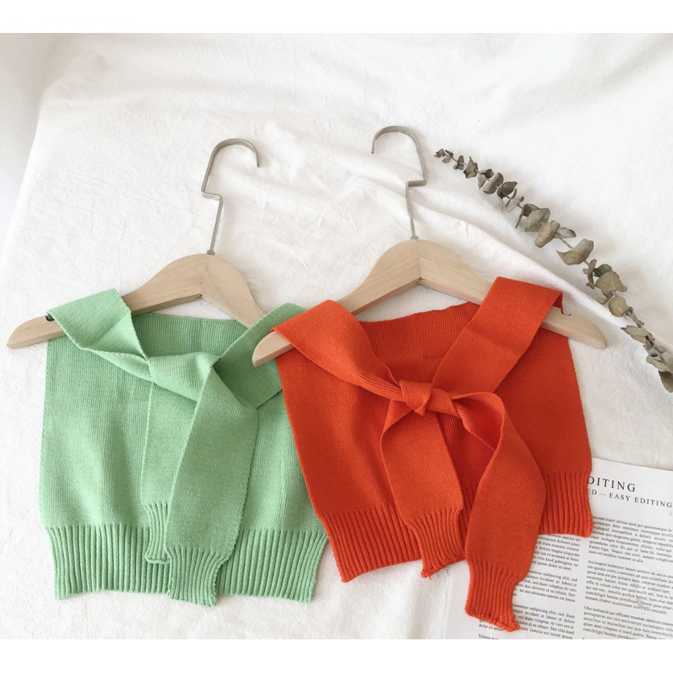 Khăn quàng cổ giả áo dệt kim phối đồ cho bé trai và gái