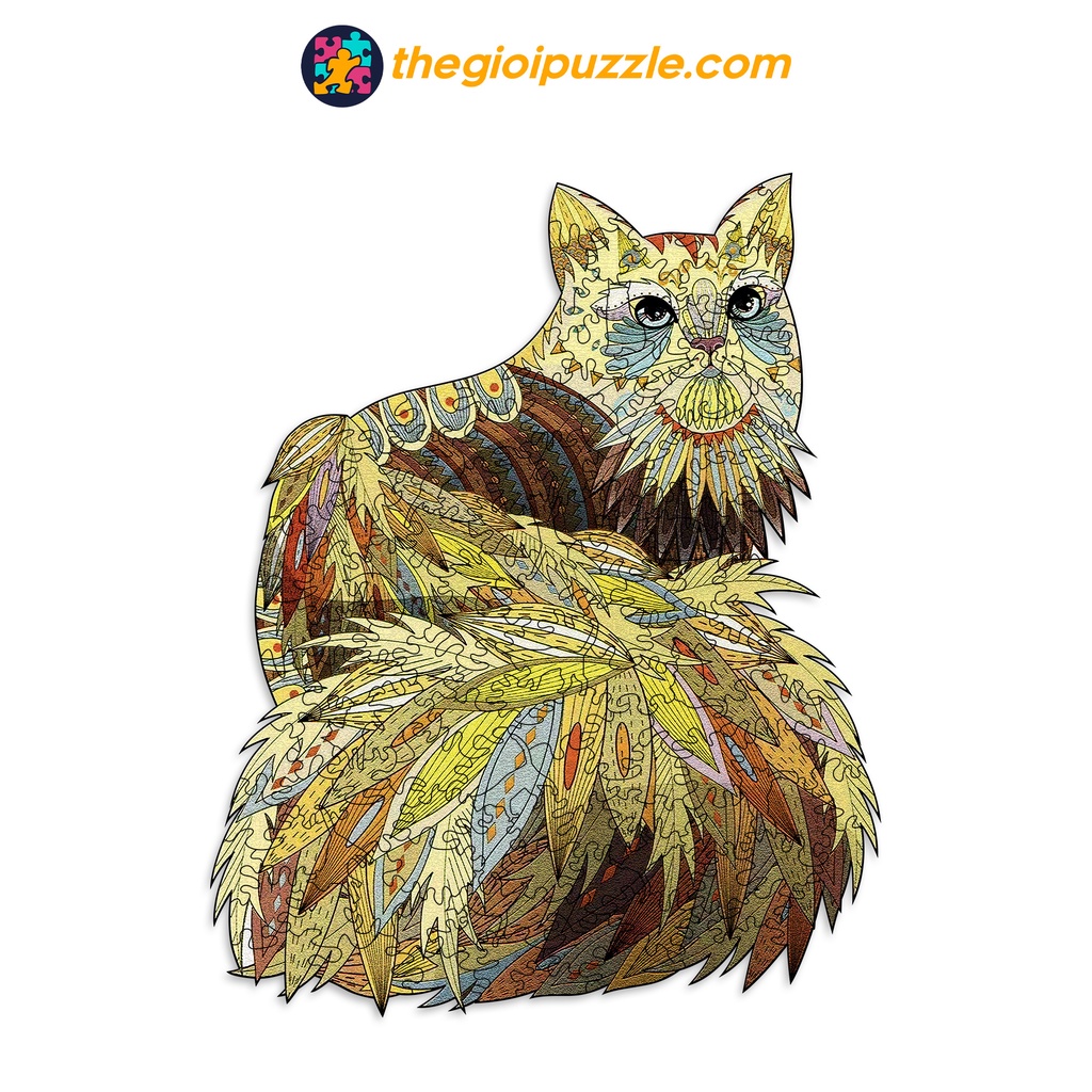 Bộ Xếp Hình Gỗ Thegioipuzzle Ghép Hình Puzzle- Con Mèo vàng TGP092