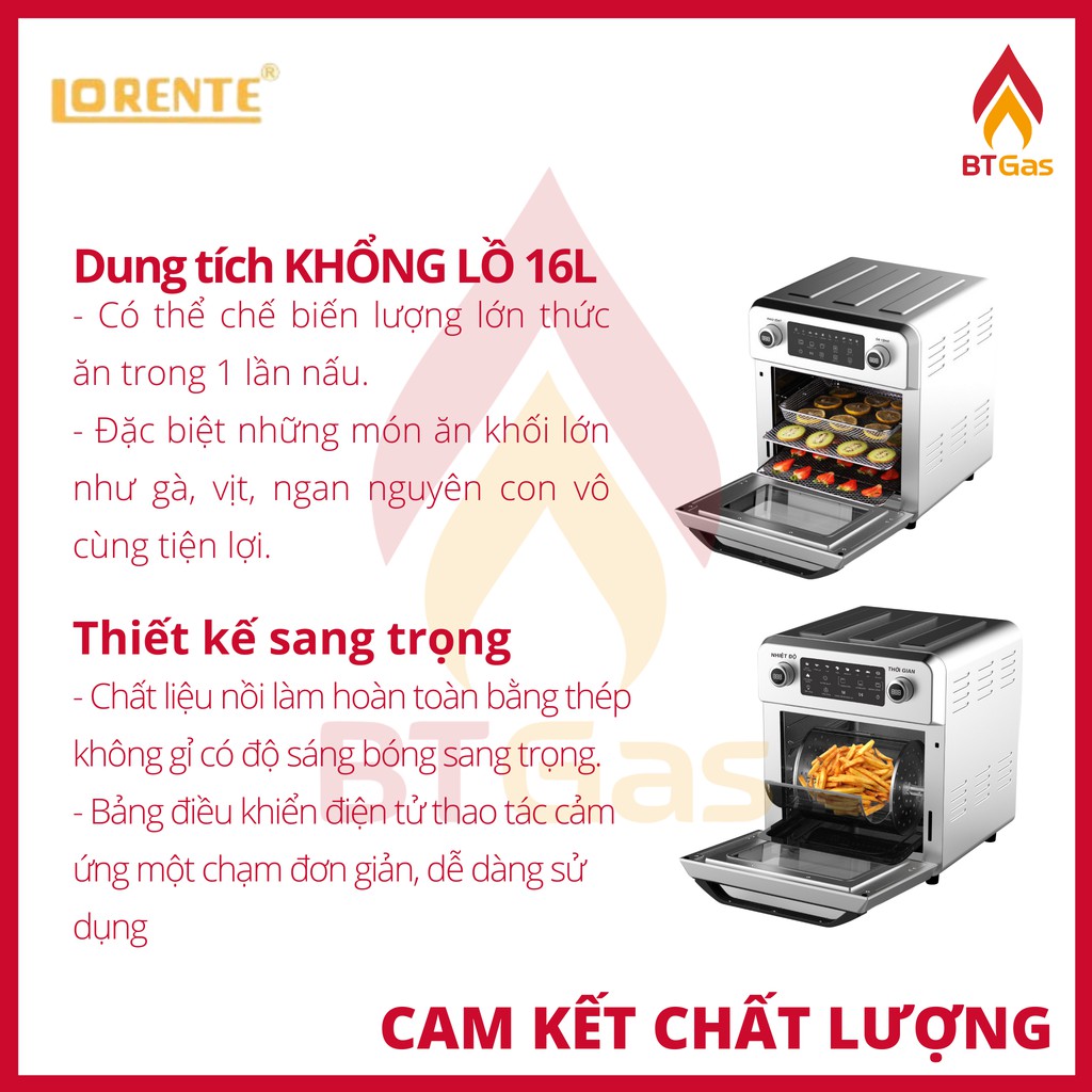 Nồi chiên không dầu Lorente, nồi chiên không dầu điện tử dung tích lớn  Lorente LT-1600 / LT-1500