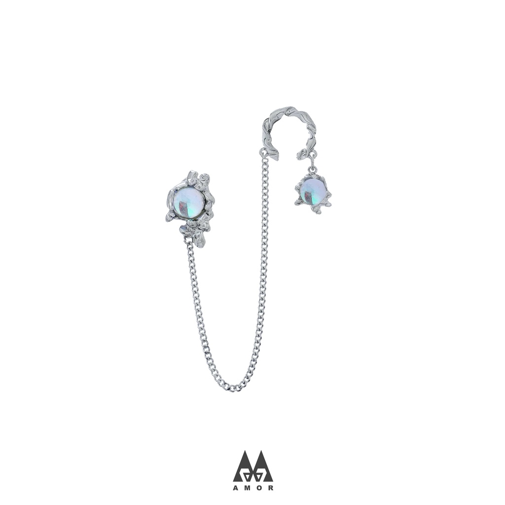 Bông Tai Kẹp Có Đính Đá opal Nhẹ Và Sang Trọng