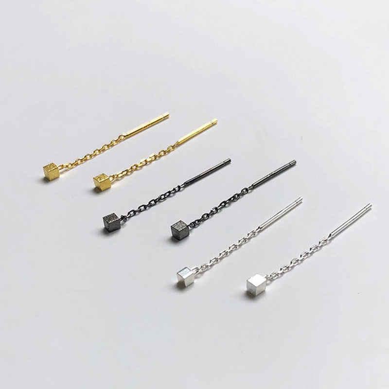 Bông Tai Mạ Bạc 925 Hình Vuông Đơn Giản Thời Trang