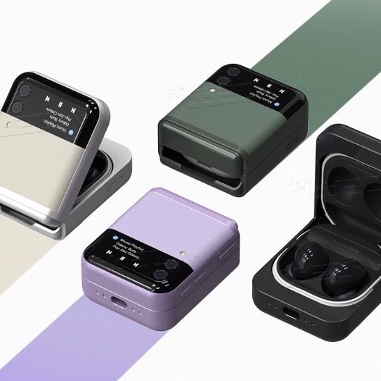 Vỏ bảo vệ hộp sạc tai nghe 3 nút thắt Z flip cho Samsung Galaxy Buds 2 / Buds pro / Buds Live