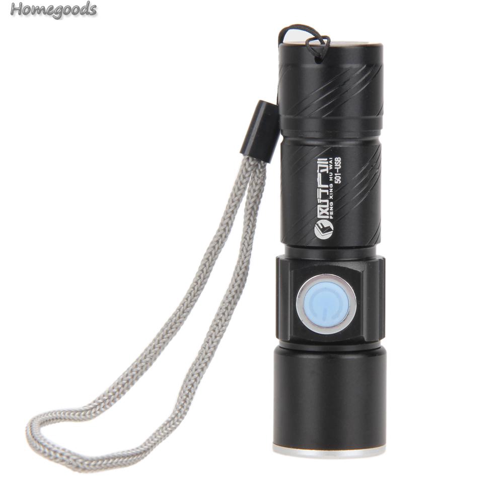 Good Shop❁800LM LED Torch Zoomable Waterproof USB Rechargeable Flashlight