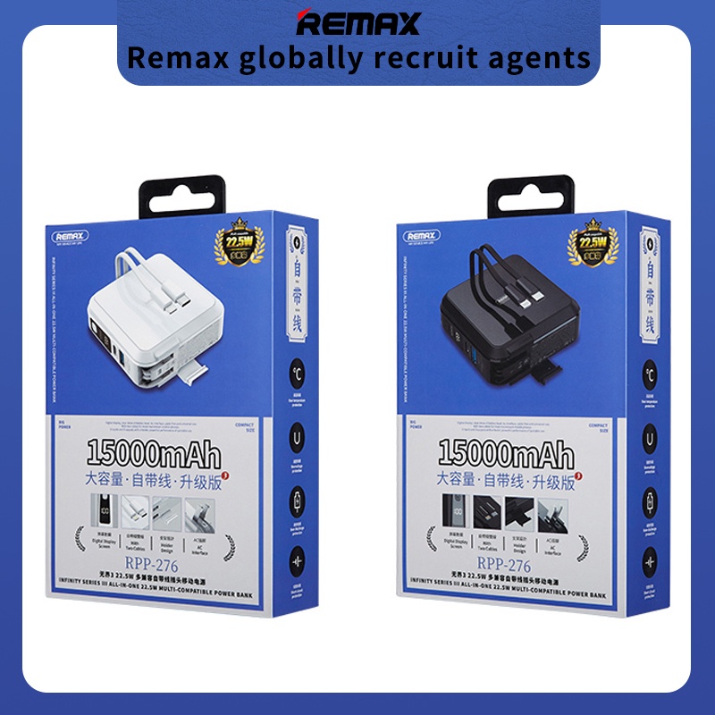 Pin sạc dự phòng Remax RPP-276 15000mAh 22.5W kiêm củ sạc và giá đỡ đa năng - Nhất Tín Computer