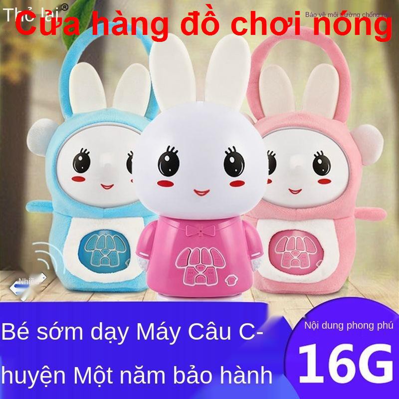 máy kể chuyện giáo dục sớm có thể sạc lại thỏ trắng cho trẻ sơ sinh nghe nhạc học đồ chơi