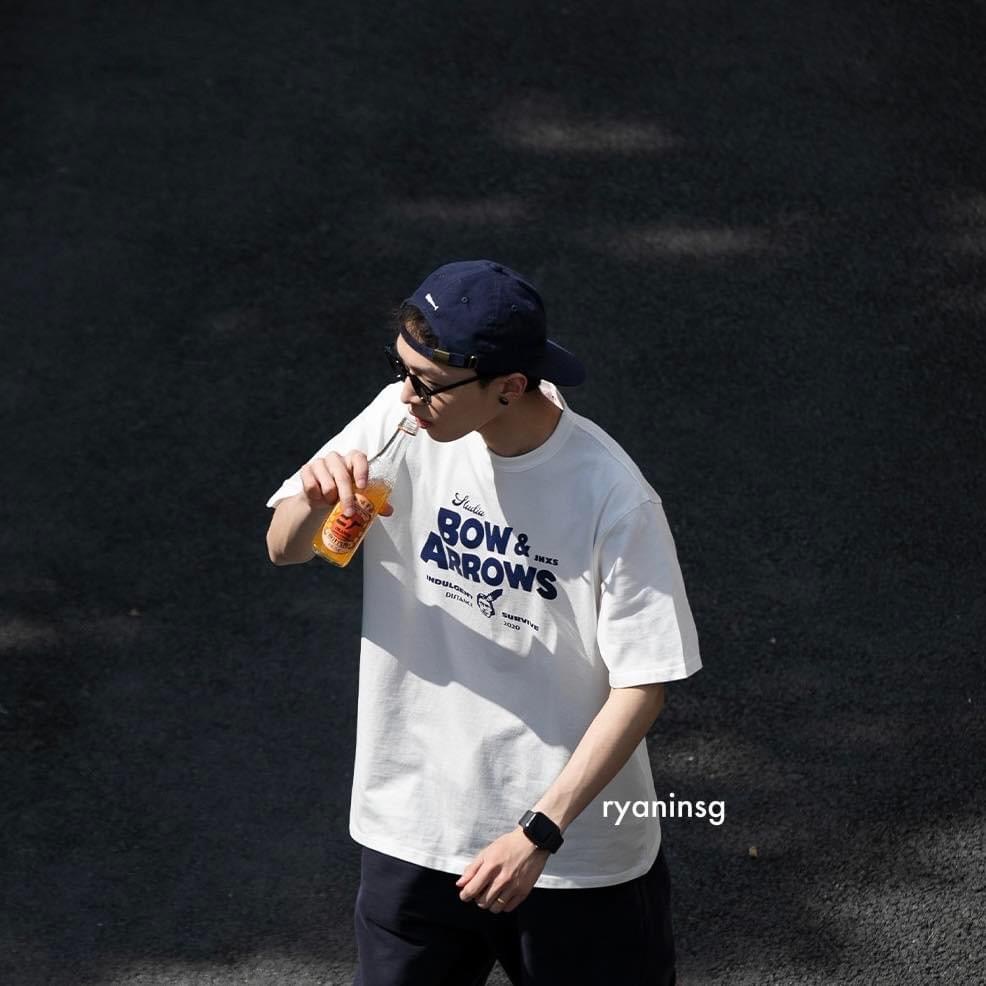 RYAN - Áo thun nam BOW & ARROW ngắn tay vải cotton cổ bo tròn thương hiệu RYAN form rộng phong cách Hàn Quốc
