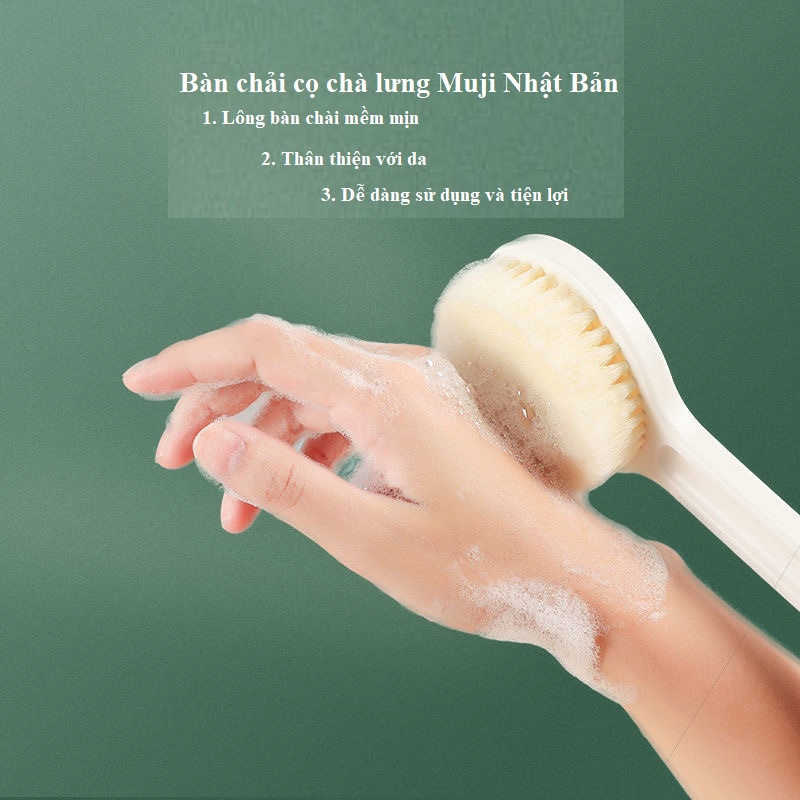 Cây bàn chải cọ lưng, bàn chải chà lưng Muji nhật lông bàn chải mềm mịn BHTT55