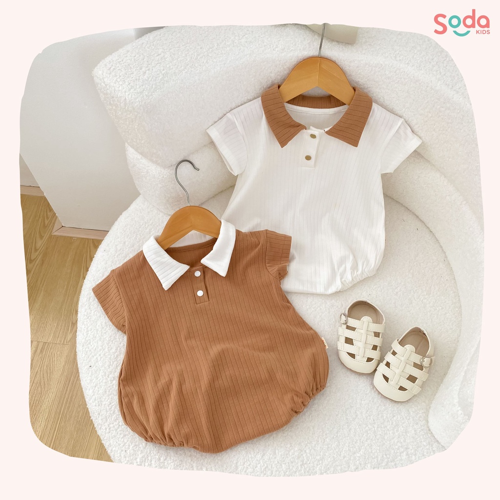 Body Polo cho bé trai Soda Kids phối màu nâu - trắng phong cách công tử