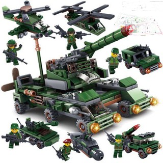 Bộ Đồ Chơi Lego Pháo Đài Quân Đội 6 Trong 1 Cao Cấp, Nhựa ABS - Đồ Chơi Phát Triển Trí Tuệ