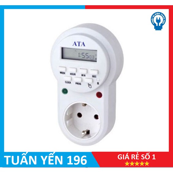 Ổ cắm hẹn giờ tắt mở thiết bị điện kiểu điện từ chỉnh được giây ATA AT-08C
