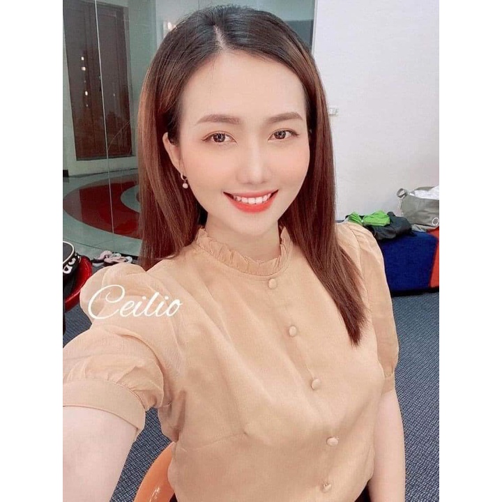 Áo sơ mi nữ công sở thời trang SURI chất lụa Hàn mềm mịn màu da tay ngắn xếp ly-BOCNUTDA