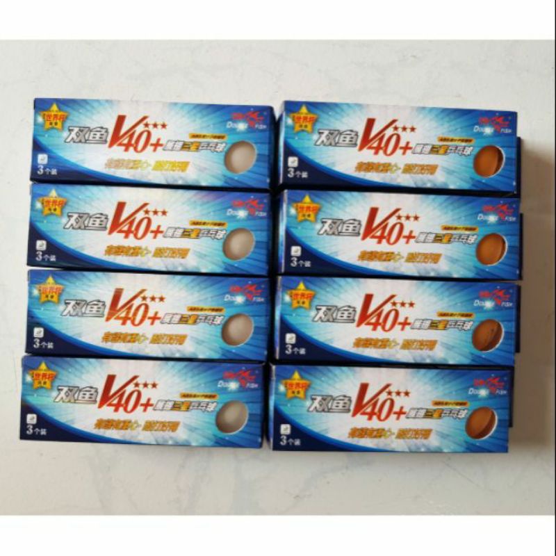 Hộp Bóng Bàn Double Fish V40+ 3 Sao, Hộp Bóng Bàn Song Ngư