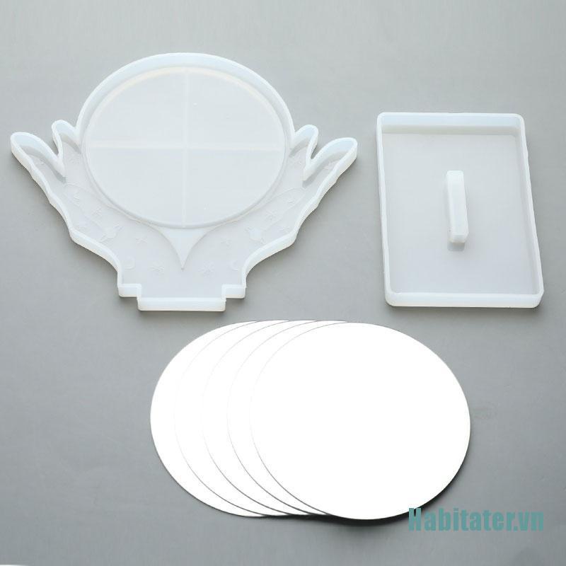 【Habitater】Mirror DIY Crystal Resin Epoxy Silicone Mold Hand Makeup Mirror Desktop Mold