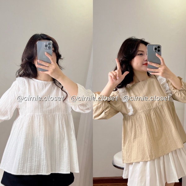 Áo baby doll trắng ulzzang viền ren bèo tiểu thư