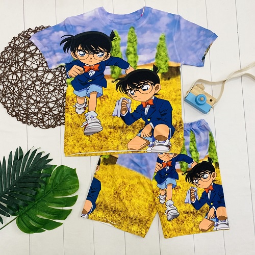 Bộ thun ngắn 3D Conan bé trai