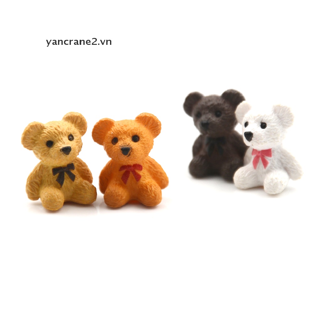 Bộ 4 Mô Hình Gấu mini Dễ Thương 2Vn Vườn Dễ Thương