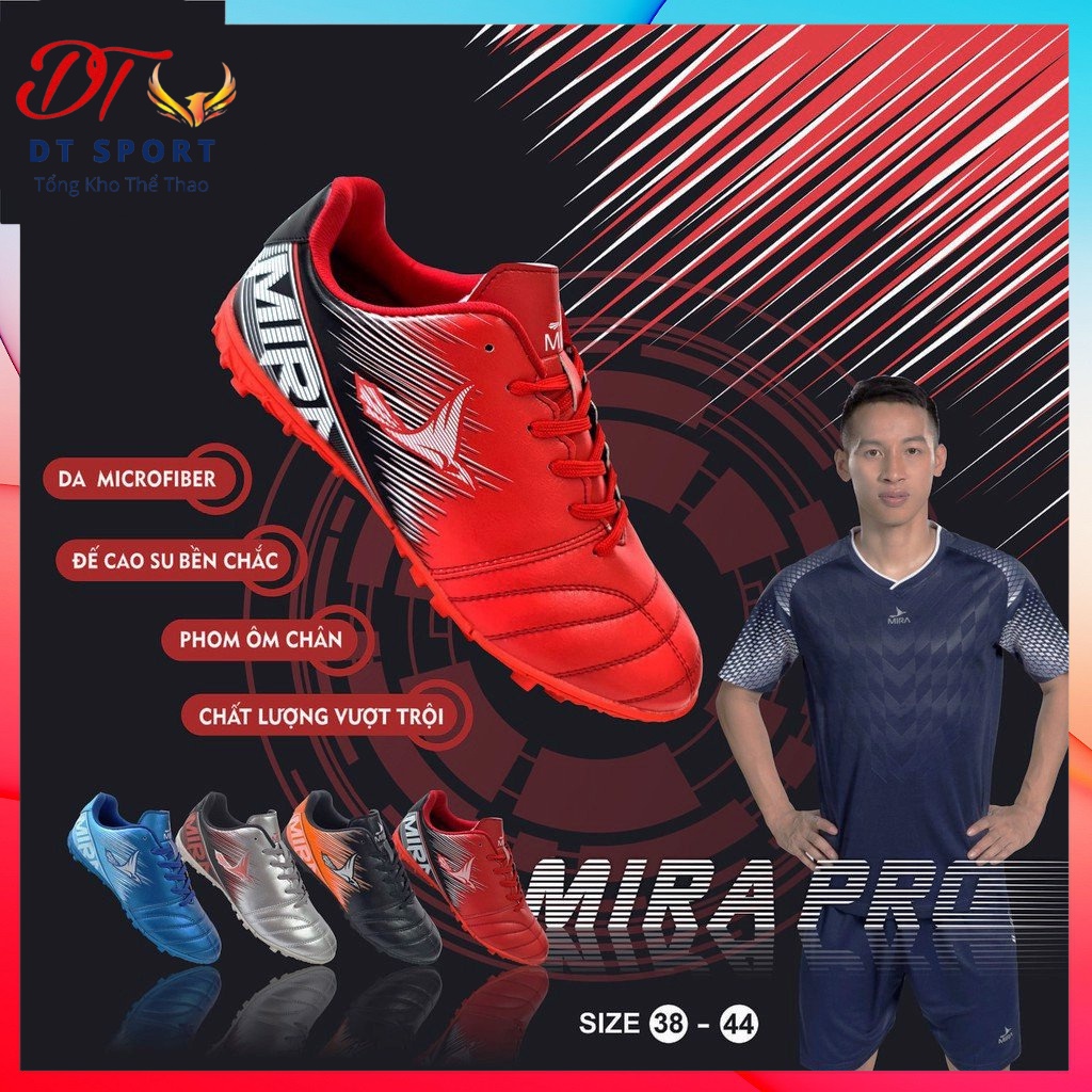 Giày đá banh, đá bóng sân cỏ nhân tạo đặc chủng Mira Pro ⚡Hàng chính hãng⚡ da PU cao cấp ôm chân, khâu chỉ full đế