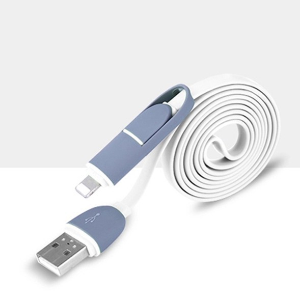 Dây Cáp Sạc 1M 2 Trong 1 Cổng Lightning Micro Usb Cho Điện Thoại Android Iphone