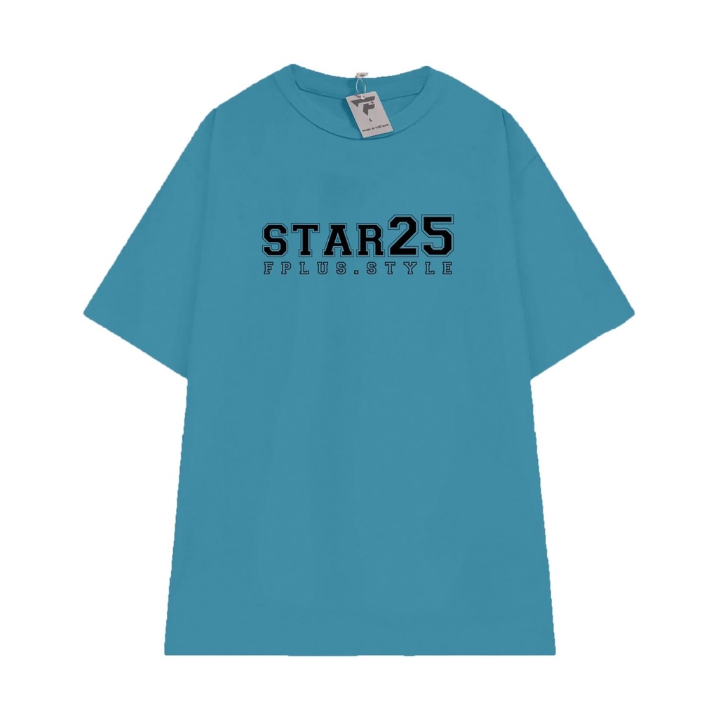 Áo thun basic unisex nam nữ form rộng in chữ STAR25 vải mát FPLUS FP116
