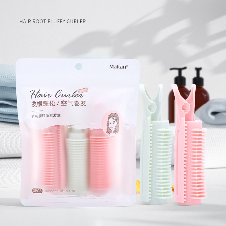 Bộ 3 Lô Kẹp Uốn Tạo Kiểu Tóc Phồng Xoăn Tự Dính Có Kẹp Cố Định XIC41