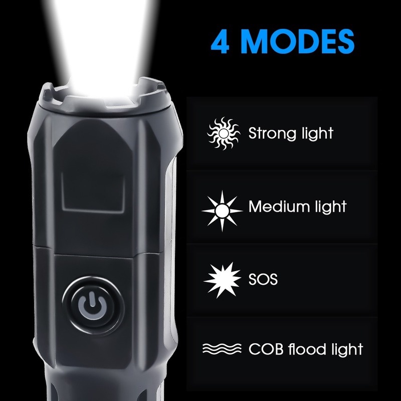Đèn Pin LED USB Khẩn Cấp Siêu Sáng Tùy Chỉnh Tiện Dụng Cho Hoạt Động Ngoài Trời
