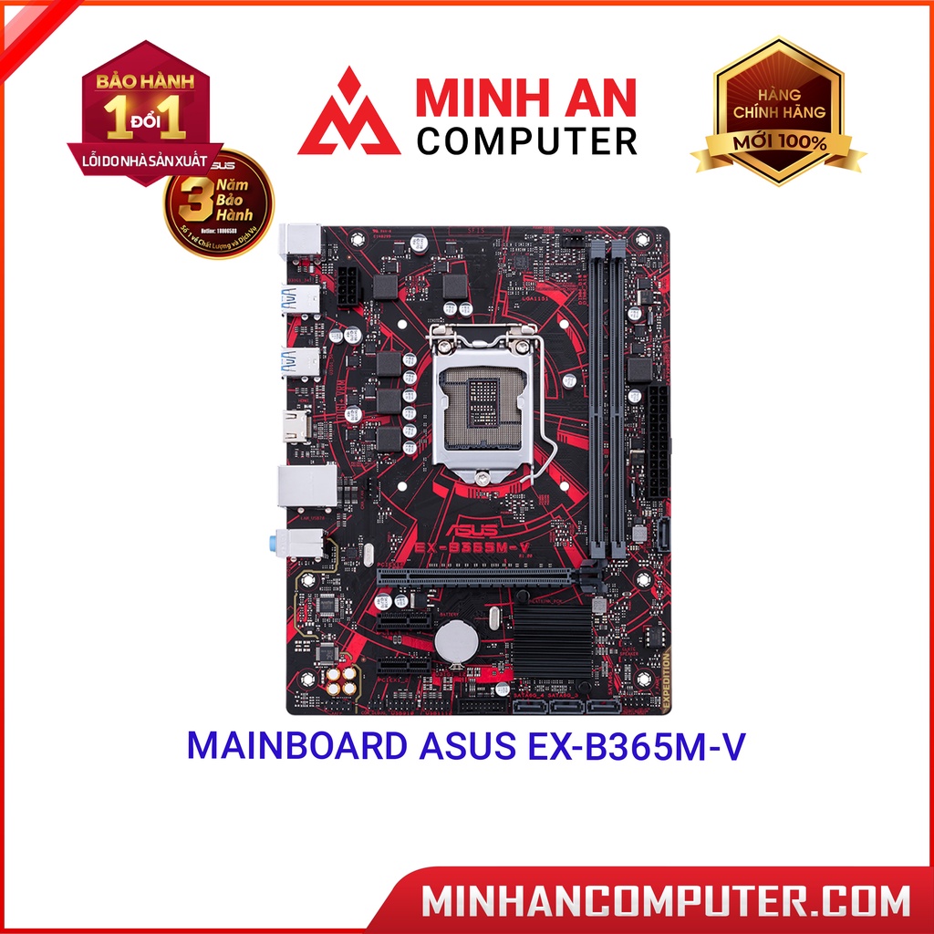 Mainboard ASUS EX-B365M-V (Intel B365 | LGA 1151v2 | M-ATX | 2 khe Ram DDR4) -hàng new full box, bảo hành 36 tháng