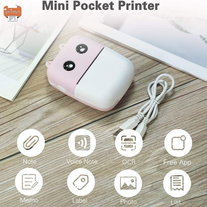 Máy in ảnh mini không dây bluetooth đa năng thiết kế hình thỏ xinh xắn