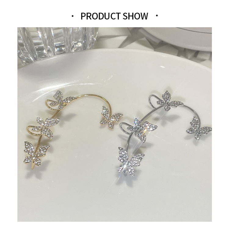 Khuyên kẹp vành tai GMAI hình bướm đính đá zircon long lanh thời trang cho nữ