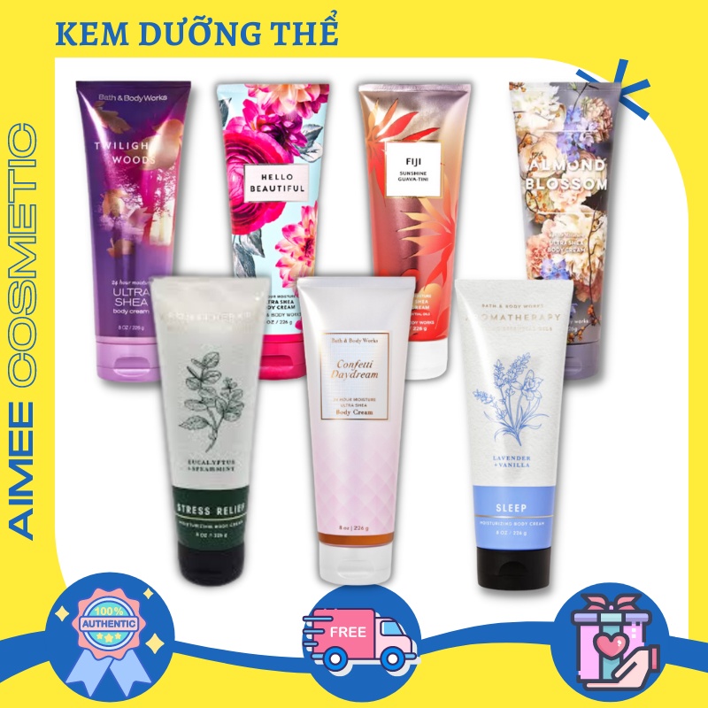 [Nhiều mùi ] KEM DƯỠNG THỂ BATH &amp; BODY WORKS - DƯỠNG ẨM, SÁNG DA, LƯU HƯƠNG 226g