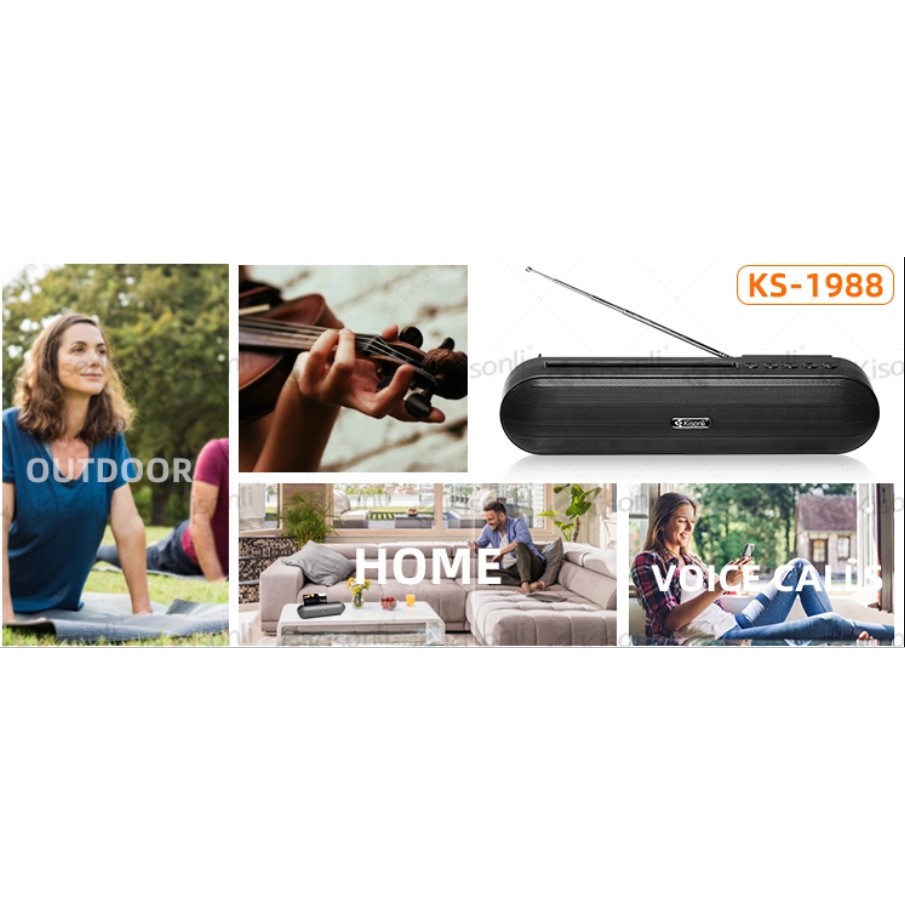 Loa bluetooth soundbar Kisonli KS-1988 siêu trầm TWS kết nối cùng lúc 2 loa - tích hợp chế độ EQ cho dãy âm thanh khác