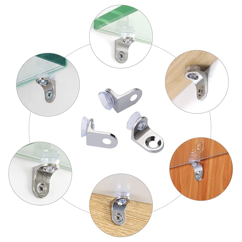 Giá đỡ bằng kính 30 miếng với giá đỡ bằng kính hút Giá đỡ cố định góc phải cho tủ bếp Tủ chén