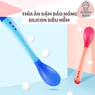 Thìa ăn dặm silicon cho bé, thìa báo nóng cho bé ăn dặm siêu mềm giúp bé ăn ngon miệng