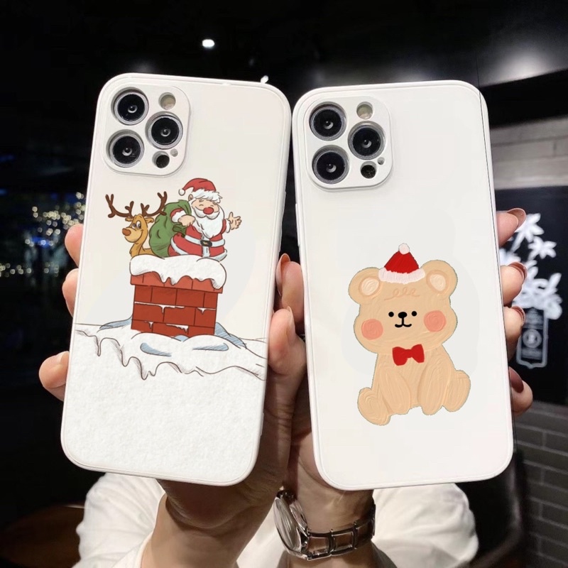 Ốp in giáng sinh gấu cute cạnh vuông giả 12 full  6-6s/6-6s-plus/7-8/7-8-plus/X-XS/XSMAX/11/11-pro-max/12/13promax
