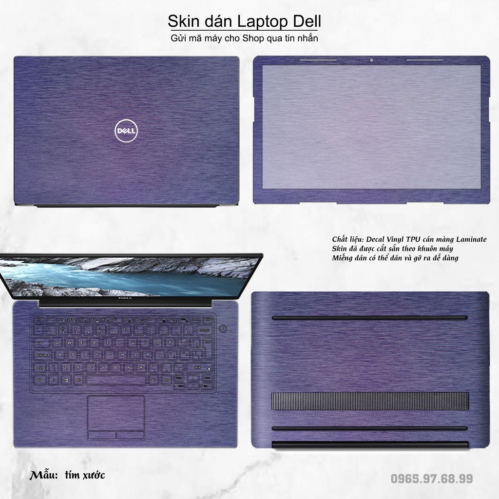 Skin dán Laptop Dell màu Chrome tím xước (inbox mã máy cho Shop)