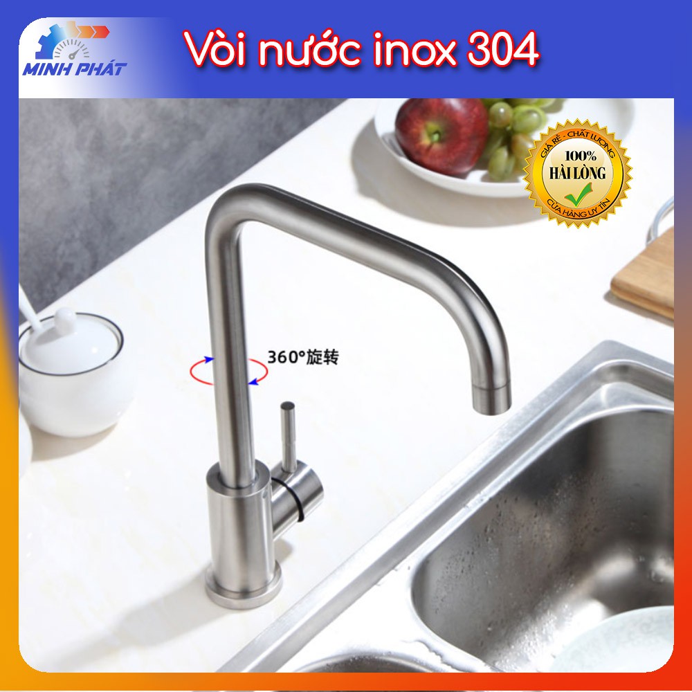 Vòi nước lạnh vuông góc inox 304 gắn bồn rửa chén vòi inox chậu rửa bát cao cấp