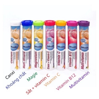  Viên Sủi Mivolis Vitamin C và các vị khác Hỗ trợ tăng cường hệ miễn dịch - Lọ 20 Viên - Hàng nội địa Đức 