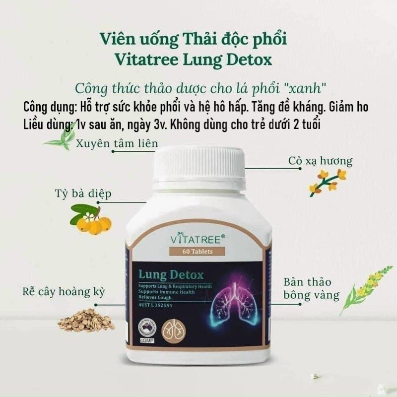 Viên uống giải độc phổi Healthy Care Lung Detox, Úc (180v) thanh lọc, bổ phổi cho người từ 18 tuổi trở lên