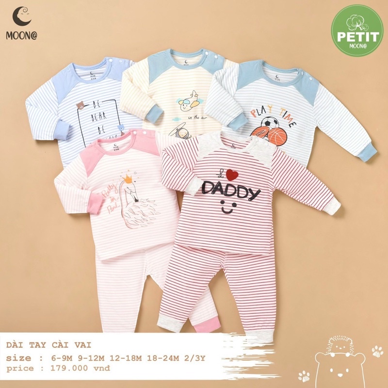 Bộ cài vai dài moona cao cấp chất sợi tre siêu mềm dành cho bé