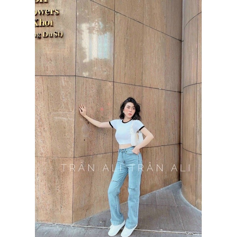Áo croptop trơn phối viền siêu cute - A0NB5T