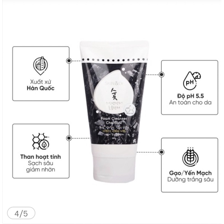 Sữa Rửa Mặt Than Hoạt Tính Skin&Dr 100g