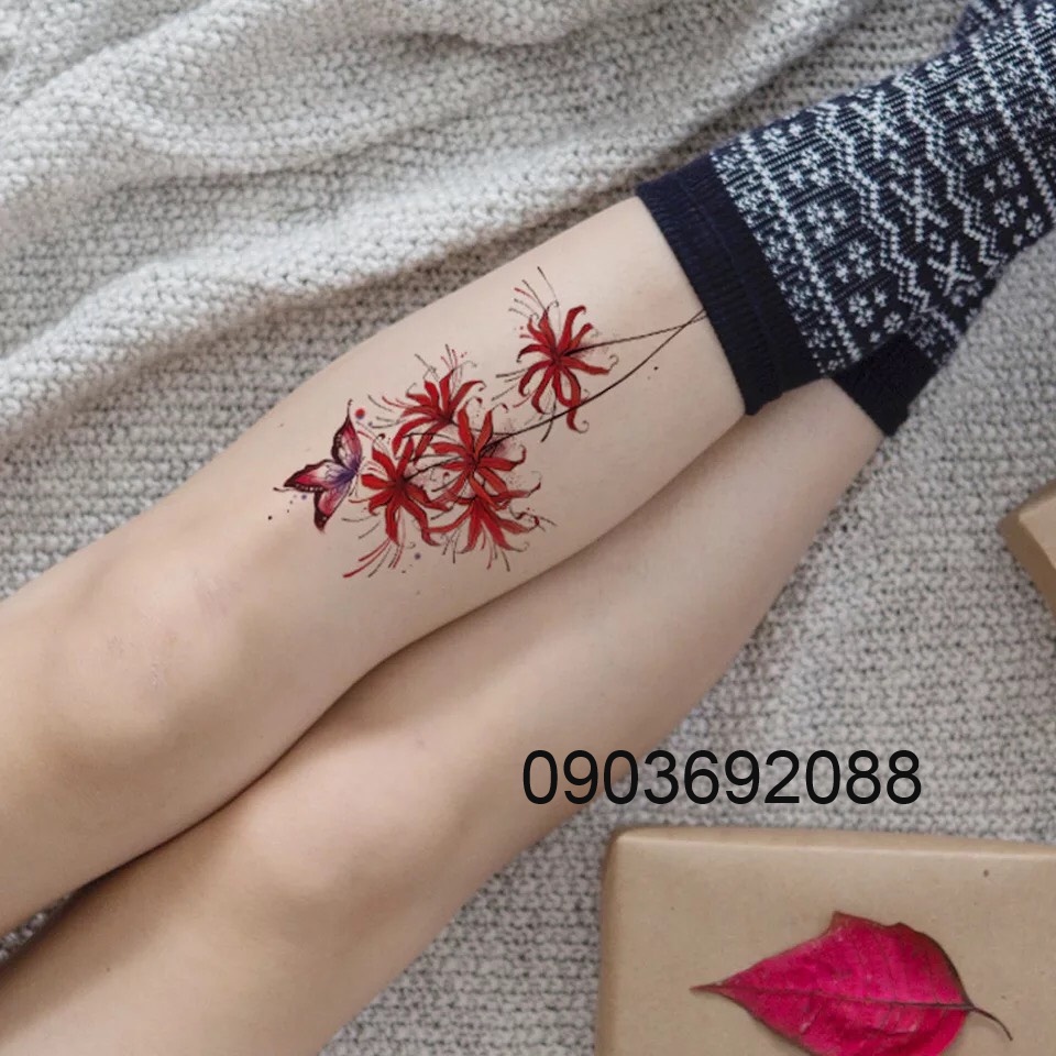 Hình xăm dán - tattoo sticker hoa văn đẹp 19 x 9cm