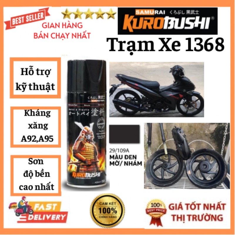 Chai sơn xịt Samurai màu đen nhám, đen mờ 109A 400ml tiện dụng