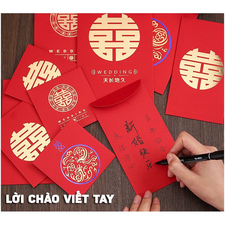 Bộ 10 Phong Bao Lì Xì Trao Duyên Đám Cưới Cao Cấp MARRYSTORE