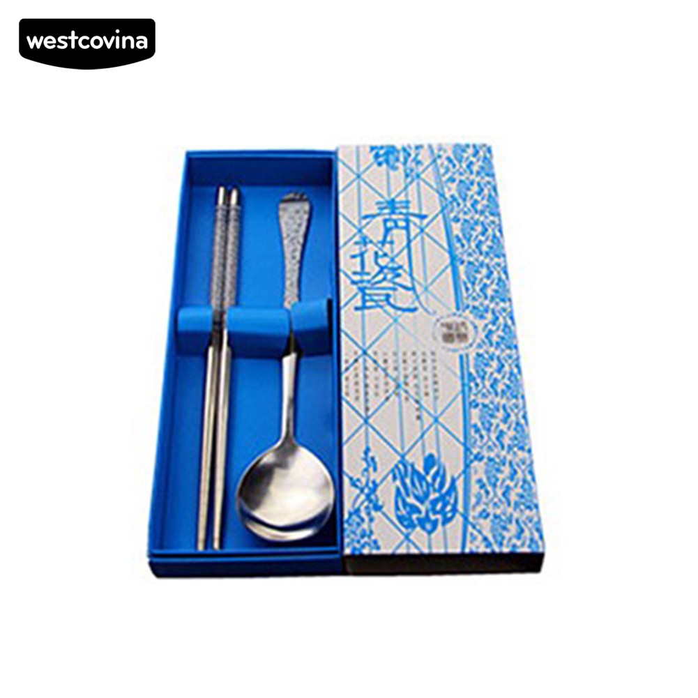 Set 2 muỗng đũa thép không gỉ cán sứ độc đáo