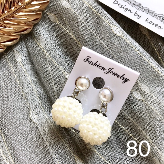 FREESHIP❤️ Hoa Tai Gắn Hạt Tròn Xinh M80