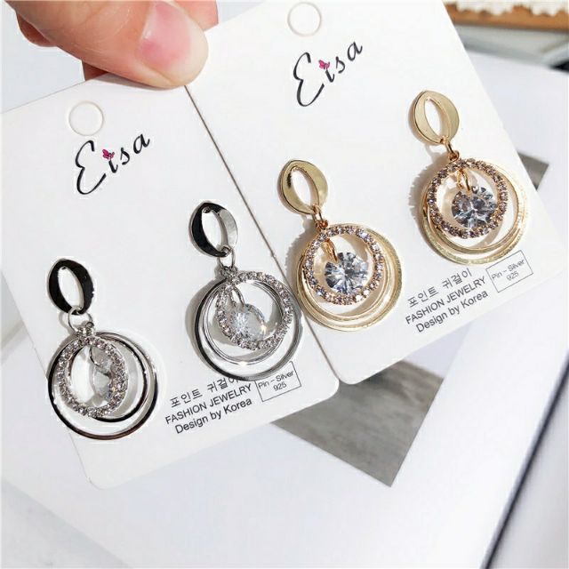 Hoa tai hình tròn phối đá