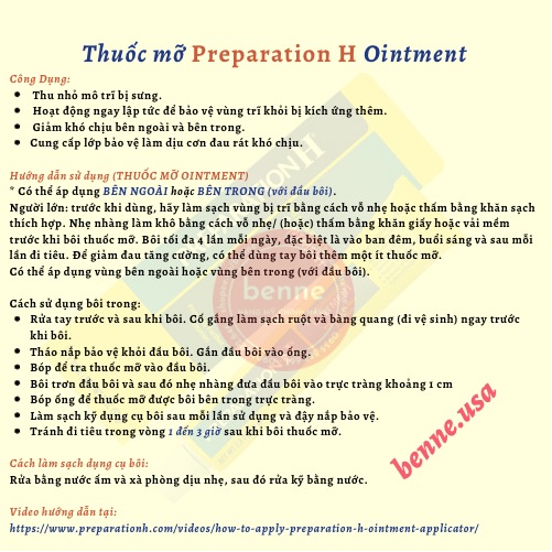 Kem bôi trĩ PREPARATION H Hemorroidal Cream 26g/28g/51g/57g của Mỹ